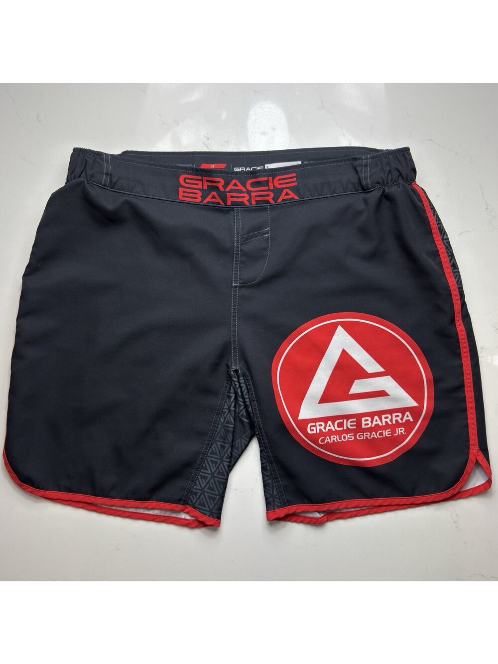 Gracie Barra Shorts Mens 38 Black Equipe Edition BJJ MMA Training Stretch Fight
